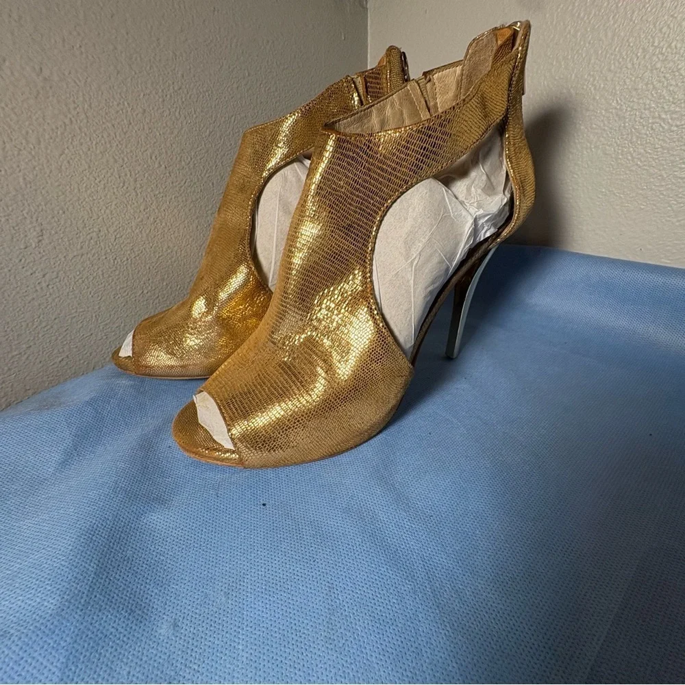 Michael Kors Metallic Gold Peep-Toe Heels